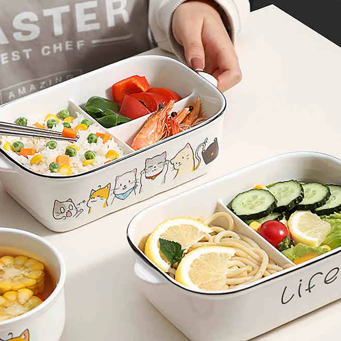 Cartoon Cat Theme Ceramics Lunchbox
