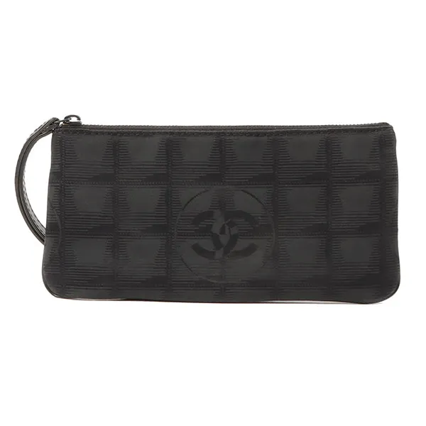 Chanel 2002 Made New Travel Line Nylon Coco Mark Pouch Black