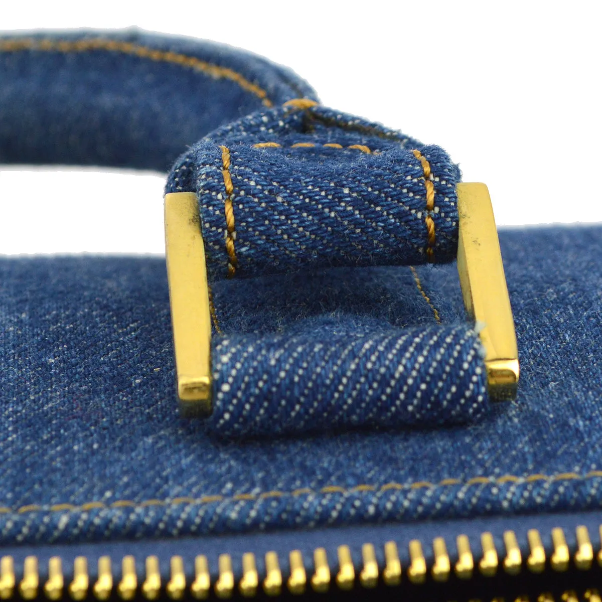 Chanel * Indigo Denim 2way Shoulder Duffle Travel Handbag