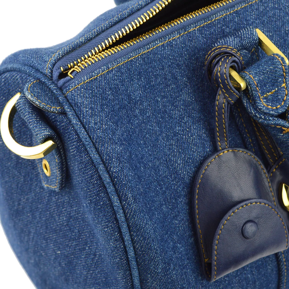 Chanel * Indigo Denim 2way Shoulder Duffle Travel Handbag