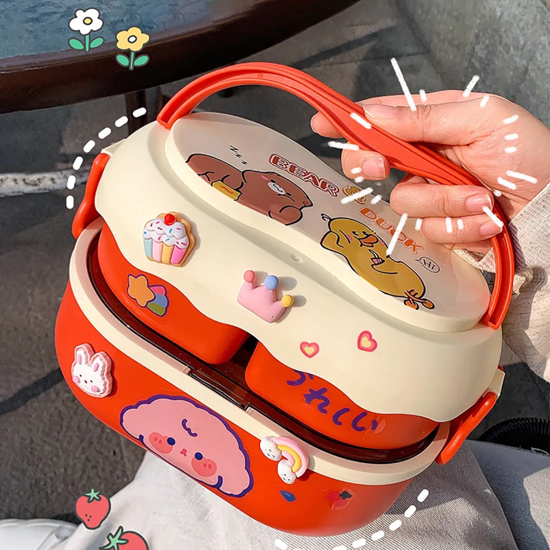 Cute Double Layer Microwaveable Lunchbox Bento Box