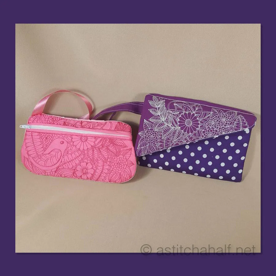 Floral Fold-over Clutch Purse and Wrist Clutch