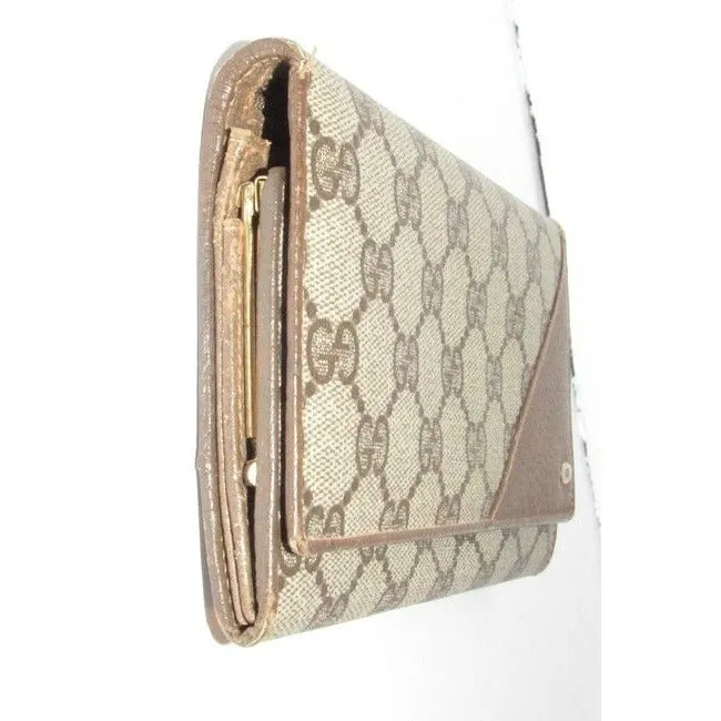 Gucci Brown Guccissima Print Xl Early Tri Fold Continental Wallet