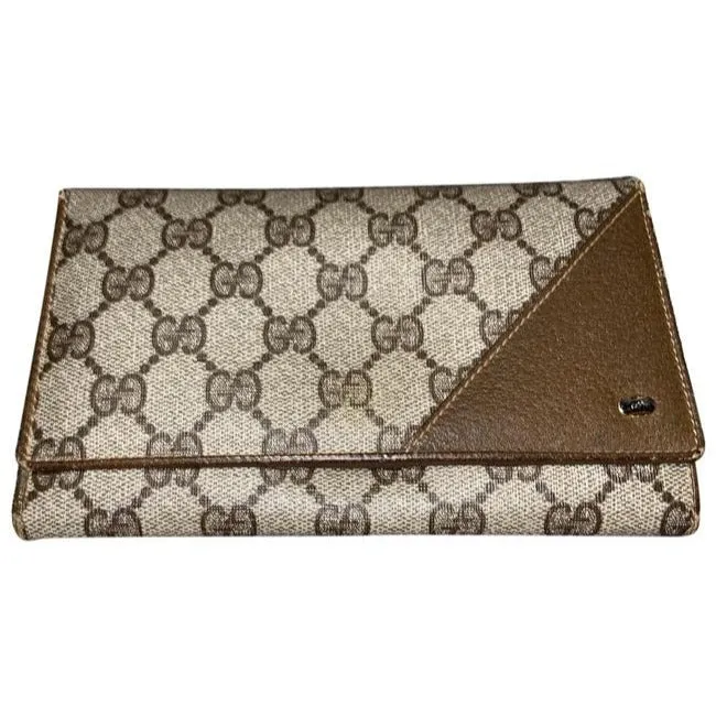 Gucci Brown Guccissima Print Xl Early Tri Fold Continental Wallet