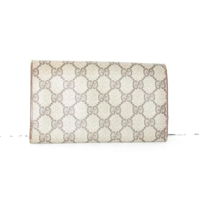 Gucci Brown Guccissima Print Xl Early Tri Fold Continental Wallet