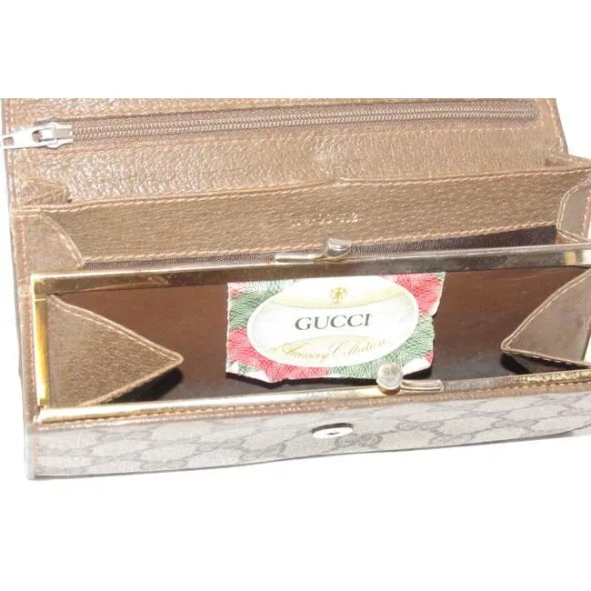 Gucci Brown Guccissima Print Xl Early Tri Fold Continental Wallet