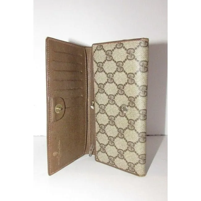 Gucci Brown Guccissima Print Xl Early Tri Fold Continental Wallet