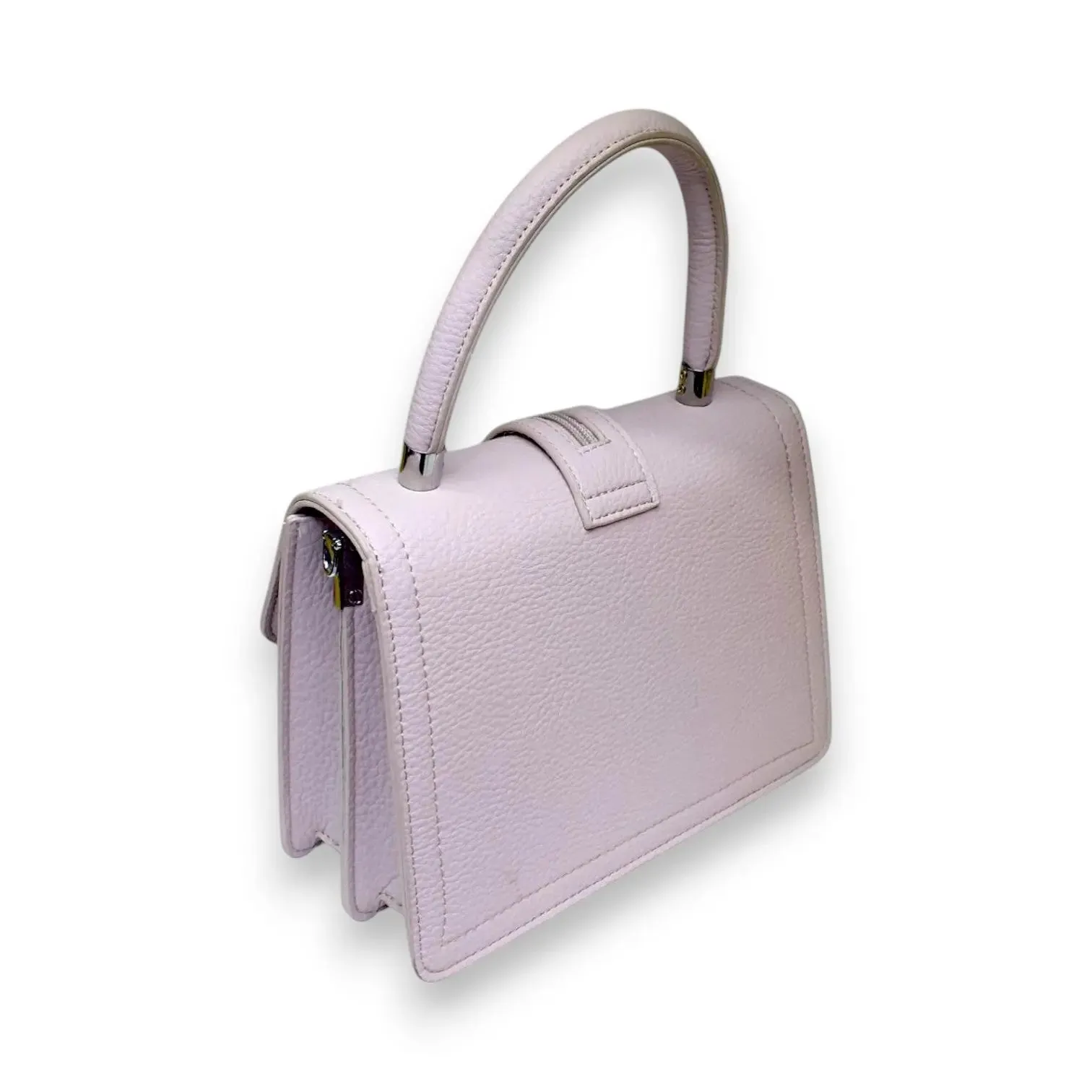 Leather Handbag with Zipper Center